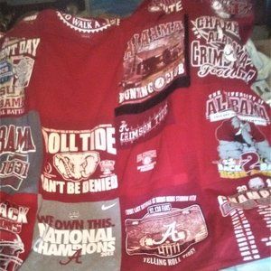 UNIVERSITY OF ALABAMA upcycled T- Shirt Quilt, ROLL TIDE, lap Quilt, 53x55